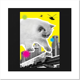 KATZILLAZ - 05 - TRAIN ATTACK - FELINE KAIJU - MONSTER CAT !!! Posters and Art